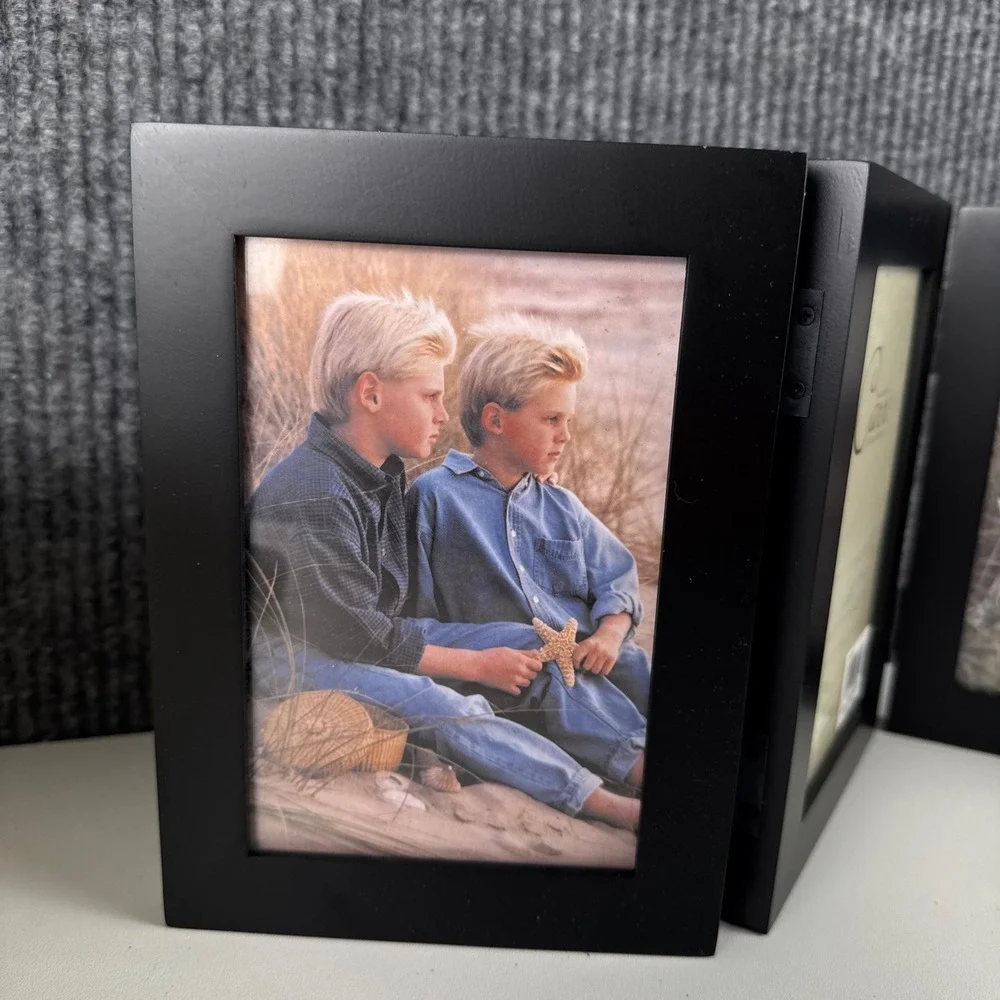 Carr Frames Black Triple Hinged 4x6 Picture Frame C56646 Folding 3 Photo Display